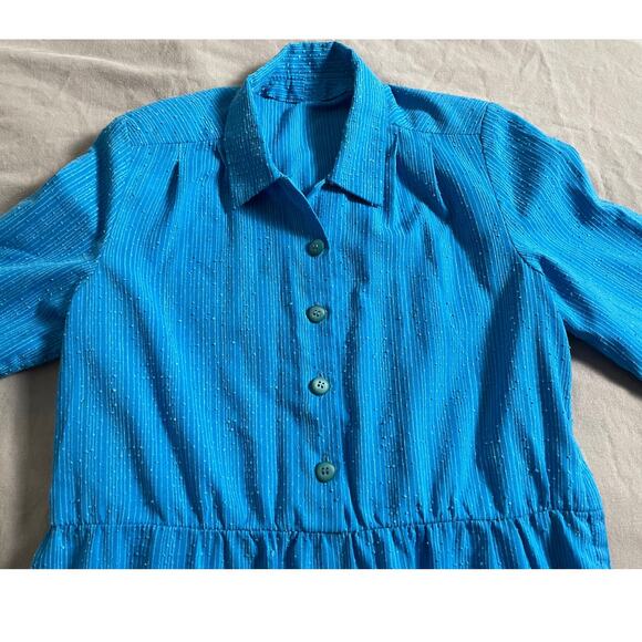 Vtg. 1960s Blue Cotton Dress - Picture 8 of 8